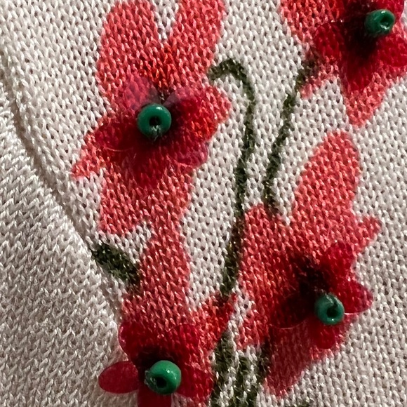 Tory Burch Cream Floral Embroidered Cardigan - Picture 13 of 14